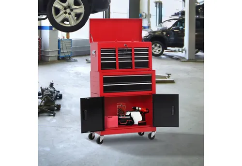 HOMCOM Werkstattwagen mit 6 Schubladen und Schrankfach von HOMCOM