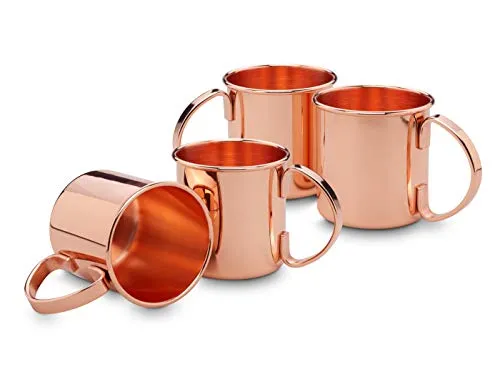 Echtwerk Kupferbecher-Set, 4x 450 ml Cocktailgläser - Bechersets für Cocktails, hochwertiger Edelstahl im Kupfer-Look, bruchsicher und geschmackneutral, ideal für Longdrinks und als stilvolles Geschenkset.