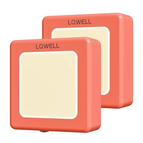 LQWELL® Nachtlicht Steckdose Faltbar mit Dämmerungssensor, Nachtlampe Einstellbare Helligkeit, Automatisch Steckdosenlicht, Orientierungslicht Warmweiß für Kinder Zimmer Gang Treppen (Rosa, 2 STK)