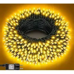 LED-Lichterkette für Innen und Außen 20M mit 200 warmweißen LEDs, Wetterfest 8 Lichtmodi, Ferbedienung mit Timer und Memory Funktion, IP65 - Weiß