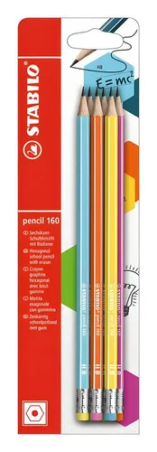 STABILO Bleistift STABILO pencil 160 mit Radierer HB sortiert 6er Blister