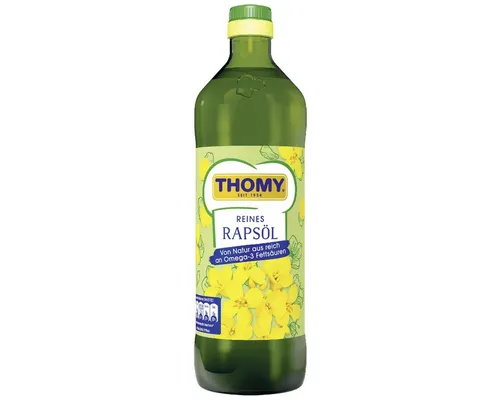 Thomy Reines Rapsöl 750ml - Speiseöl, natürlich reich an Omega 3 Fettsäuren, perfekt für gesundes Kochen und Braten.