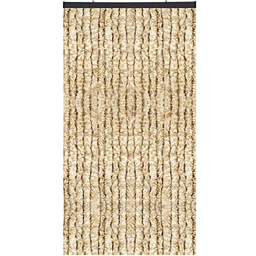 Flauschvorhang in Sondergröße - Beige Meliert, 100cm x 275cm - Fliegengitter für Fenster und Türen, wetterfest und UV-stabilisiert. Bietet Sichtschutz und hält Insekten fern. Einfache Montage und kürzbar für individuelle Anpassungen.