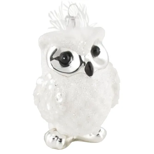 INGE-GLAS® Weihnachts-Hänger Weiße Eule ca 11,5 cm