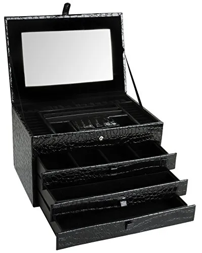 BRUBAKER Extravaganter Schmuckkoffer in exklusiver Lederoptik Schwarz
