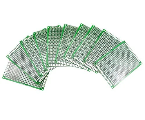 Aihasd 10 Stück Double Side PCB Board Prototype Lochrasterplatine Kit 5x7CM Lochrasterplatte Leiterplatte Platine kompatibel mit dem Arduino Kits für DIY Löten