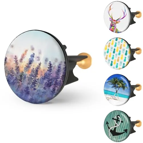 Arteneur Waschbeckenstöpsel 40mm Lavendel – Edelstahl Excenterstopfen mit extra Schwerer Messingschraube für stabilen Halt | Universeller Abflussstopfen für Waschbecken