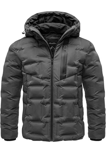 Amaci&Sons Herren Winterjacke 9128 Dunkelgrau XL mit Kapuze - Moderne Steppjacke von Amaci&Sons – leicht, strapazierfähig und pflegeleicht. Mit wasserabweisender Brusttasche und seitlichen Eingrifftaschen, ideal für Alltag und Outdoor-Aktivitäten. In 4 Farben erhältlich.