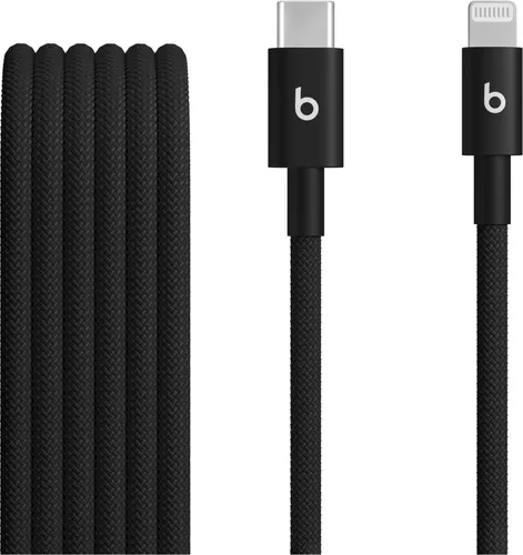 Beats USB-C zu Lightning Kabel 1.5 m - Bolt Black - Apple AirPods und Zubehör, hochwertiges gewebtes Kabel für schnelles Laden und Datenübertragung.
