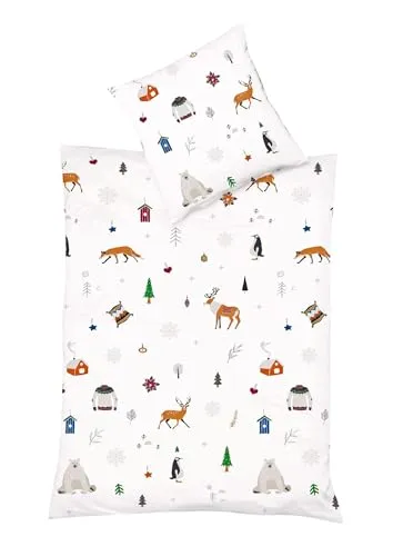 Bettwäsche FLEURESSE Milano, wollweiß, 135x200 cm - Hochwertige Mako-Satin Bettwäsche aus 100% Baumwolle, atmungsaktiv und pflegeleicht. Mit praktischem Reißverschluss und STANDARD 100 by OEKO-TEX® zertifiziert – für erholsame Nächte!