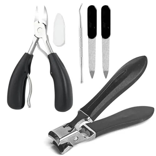 Stück Nagelknipser Set mit Nagelfeile, Zange für Abgestorbene Haut und Nagelzange,Robuster Nagelzwicker für Senioren Damen Herren Ultra Scharfe Nagelschneider für Dicke Harte Nägel 5