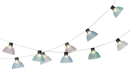 LED Solarlichterkette Lampenschirme gerillt 4,5m Kunststoff Warmweiß