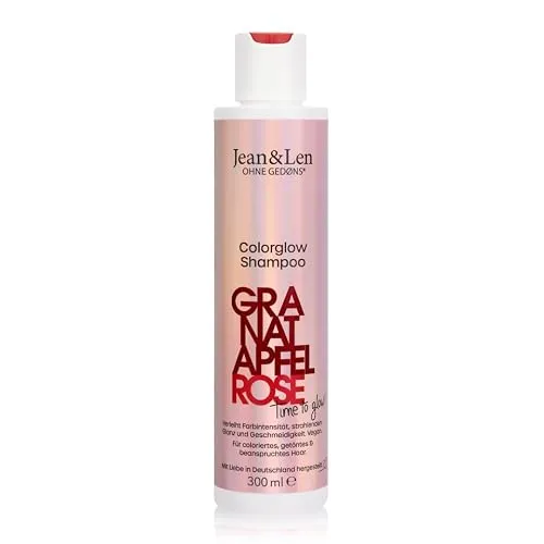 Jean & Len Colorglow Shampoo für coloriertes Haar, vegan, 300 ml | Mit Granatapfel-, Rosenblütenextrakt & Panthenol, fruchtig-blumiger Duft, ohne Parabene & Silikone