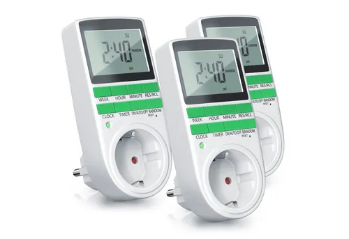 BEARWARE Zeitschaltuhr, digital, programmierbar mit LCD Display - Steckdosen & Zubehör, steuern Sie Ihre Geräte flexibel und sparen Sie Strom mit 10 programmierbaren Ein-/Aus-Zeiten und Zufallsfunktion für mehr Sicherheit.