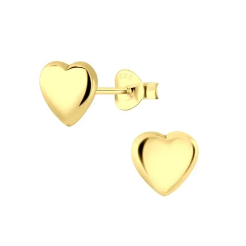 Monkimau - Herz Ohrringe, Ohrstecker, Ohrschmuck - aus 925 Sterling Silber - für Damen und Mädchen - handgefertigt, hypoallergen und kleine Geschenkidee