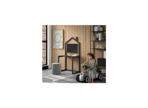 DALLAS Kinderschreibtisch mit Haus-Optik - Kinderschreibtisch aus massiver Kiefer in Anthrazit, ideal für jedes Kinderzimmer. Mit kompaktem Design und Arbeitsfläche von 80 x 50 cm.