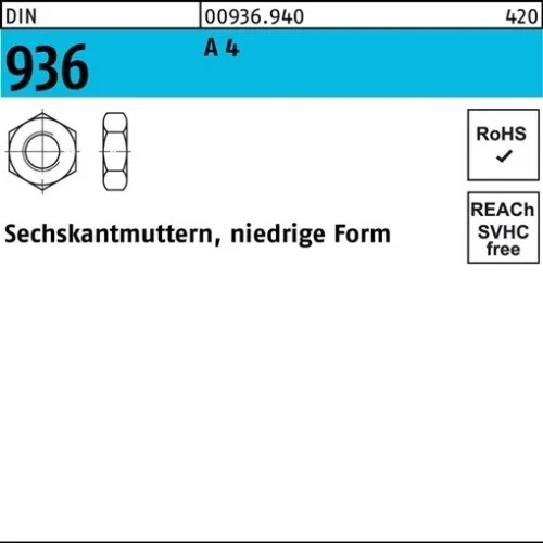 10er PACK(Stk) 000936940000200000 Sechskantmutter DIN 936 M 20 A 4