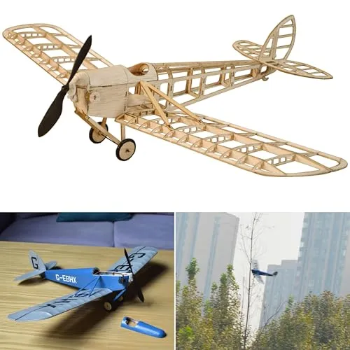 DH.53 Humming Bird Slow Flyer Modellflugzeug Kit, Maßstab 1:20, 500 mm Spannweite, RC Flugzeugmodell Baukasten, Modell Flugzeug zum selbst Bauen, gelaserte Holz Bauteile, 500 x 310 x 128 mm, 40 g RTF