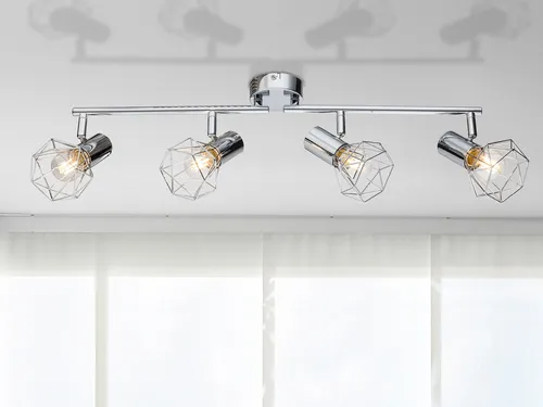 Industrial LED Deckenstrahler mit Gitterlampen - Stylische Deckenleuchte im Industrie-Look mit dreh- und schwenkbaren Spots. Inkl. 4 dimmbarer E14 Filament LED Leuchtmittel für individuelle Lichtgestaltung. Perfekt für Wohnzimmer, Esszimmer oder Flur.