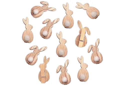 PAPIERDRACHEN Osterhase 12 Holzklammern in braun von Papierdrachen