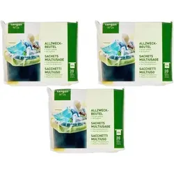 Müllbeutel Allzweckbeutel Reißfeste Müllbeutel mit Zugband 55L Einzeln gefaltet - 3 Packung x 20 Beutel