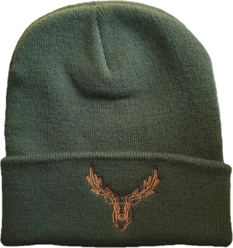 Baddery Mütze: Polygon Hirsch - Jäger Geschenke für Männer & Frauen - Outdoor Strickmütze - Beanie Herren (One Size - Grün)