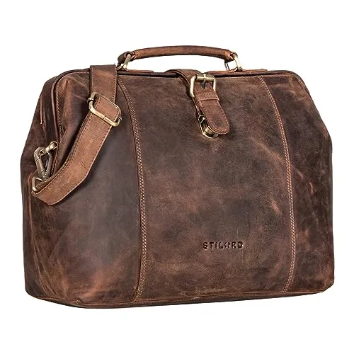 STILORD 'Johannes' Vintage Arzttasche Leder - Aktentasche aus echtem Rindsleder mit abnehmbaren Schultergurt, ideal für Mediziner und als stilvolle Reisetasche. Bietet Platz für Laptops bis 10,5 Zoll und Dokumente bis DIN A4.