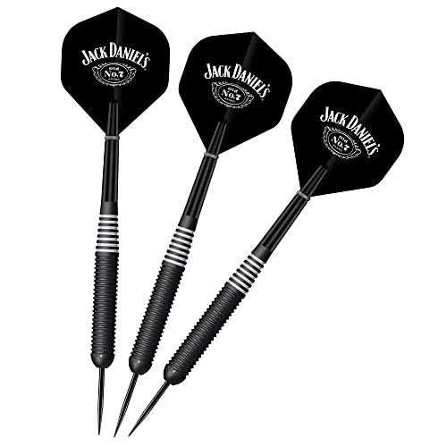 Jack Daniel's Offiziell lizenziertes Dart-Set mit Messing-Stahlspitze, elektrischer schwarz-weißer Ring, 22 g (D1045)