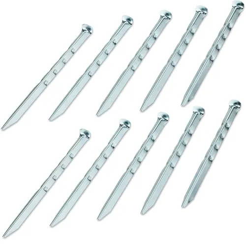 Stück Stahl Hering 23 cm - Gerippter V-Profil - Sandhering Zelthering weiche feuchte Boden Zeltnagel Zeltpflock Erdspieß Camping Zubehör Outdoor Set 10