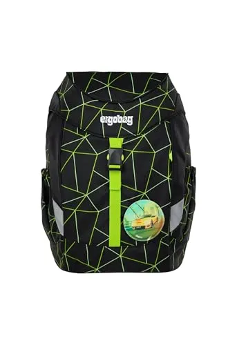 ergobag Freizeitrucksack Lumi-Edition Mini Backpack CyBär Race schwarz - Kindertaschen mit ergonomischer Rückenpolsterung und wasserabweisendem Material, perfekt für Kindergarten-Ausflüge und personalisierbar mit Kletties.