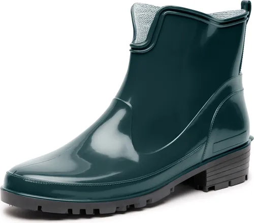 Ladeheid Damen Kurze Gummistiefel LA-930 - Dunkelgrün, Größe 37 - Wasserdichte Damen Gummistiefel mit rutschfester Laufsohle. Ideal für Spaziergänge oder Gartenarbeit. Bequem und leicht zu reinigen, perfekt für regnerische Tage.