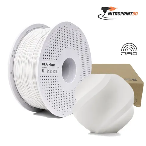 Bambu Lab PLA Matte Filament 1.75mm - Elfenbeinweiß - Zubehör für 3D-Drucker: Benutzerfreundliches PLA-Filament mit schöner matten Oberfläche für hochwertige Drucke und RFID-Technologie für intelligentes Drucken.
