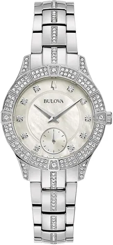 Bulova Phantom Crystal Silber Damen Armbanduhr 96L291