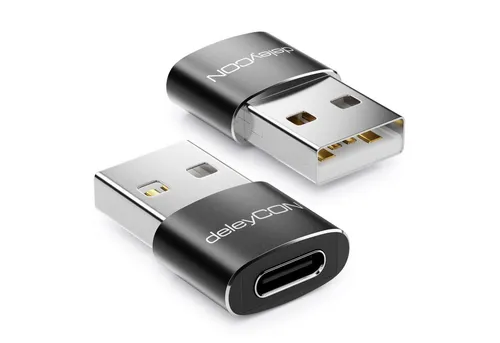 deleyCON deleyCON 2x USB2.0 Mini Adapter USB zu USB C-Buchse Notebook USB-Adapter