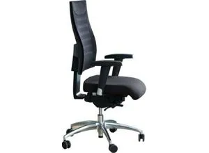 Schäfer Shop Select Bürostuhl SSI PROLINE S3+, mit Armlehnen, 3D-Synchronmechanik, Flachsitz, 3D-Netz-Rückenlehne, schwarz/alusilber