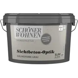 Sichtbeton-Optik Grundfarbe grau 2,5 l Trendstruktur - Lacke in trendiger Sichtbeton-Optik, ideal für moderne Wohnräume und kreative Projekte.
