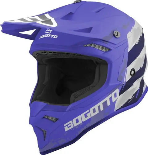 Bogotto V337 Wild-Ride Crosshelm - Sportlicher Helm für Männer in Schwarz-Weiß-Blau, Größe M - Motorradhelme mit Außenschale aus Thermoplastik und waschbarem Komfort-Innenfutter für höchsten Tragekomfort und Sicherheit.