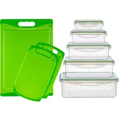 KING Schneidebrett Set, 13-teilig mit Vorratsdosen von King