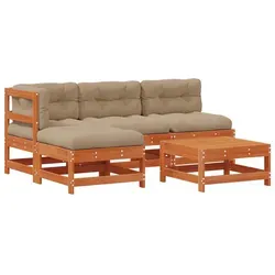 vidaXL Garten-Lounge-Set 5-teilig Wachsbraun - Modulares Garten-Loungebereich aus massivem Kiefernholz, ideal für entspannte Außenzeiten. Langlebig und pflegeleicht, bietet es viel Platz für Gäste und passt sich perfekt an jeden Raum an.