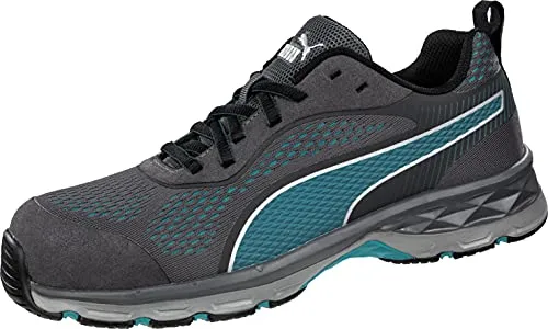 PUMA SAFETY FUSE KNIT BLUE WNS LOW S1P ESD HRO SRC - Damen-Sicherheitshalbschuh S1P mit atmungsaktivem, veganem Material und rutschfester Gummilaufsohle für optimalen Komfort und Sicherheit bei der Arbeit.