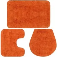 vidaXL Badematte 3-TLG. Orange - Luxuriöses Badteppich Set - Badematten & Badteppiche - 100% Baumwolle, antistatisch und saugfähig. Rutschfeste Unterseite für Sicherheit und Komfort im Badezimmer.