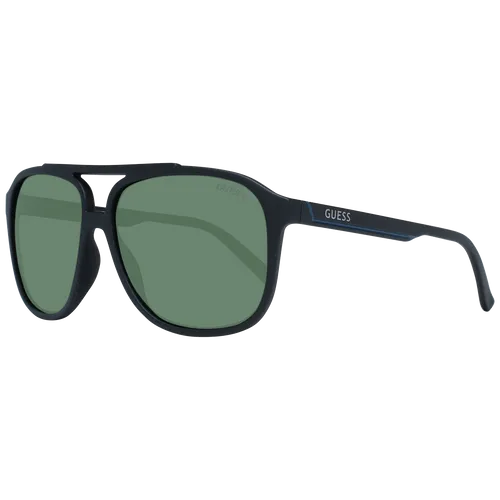 GUESS Herren Pilot Sonnenbrille GF5084 02N - Sportbrillen mit UV400 Schutz, stylischer geometrischer Look in Schwarz matt und grün, ideal für modebewusste Herren.