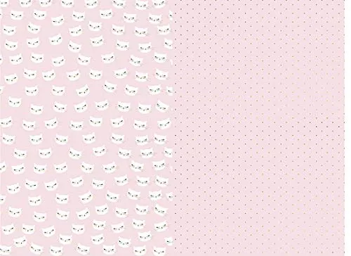 P&D PAPZ8-1 Packung mit 2 Rollen Geschenkpapier Motiv Katzen und Punkte Gold 70 x 200 cm