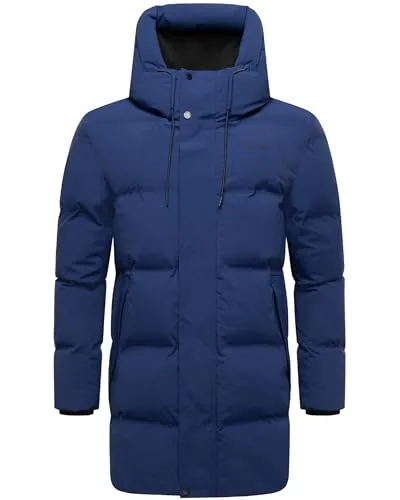 Stone Harbour Kurzmantel Darianoo - Herren Steppmantel mit Kapuze in Blau XL - Funktionsjacke, wasser- und windabweisend, ideal für kalte Tage mit regulierbarer Kapuze und wärmendem Fleece-Futter.