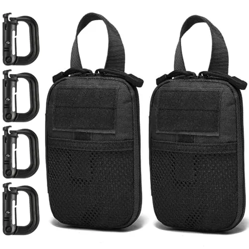 MUCHER 2PCS Werkzeugtasche Organizer Klein Multitool Tasche Taktische EDC-Tasche Molle Pouch Utility Kompakt Rucksack-Zusatztaschen für Outdoor Wandern Jagdcamping (Schwarz)