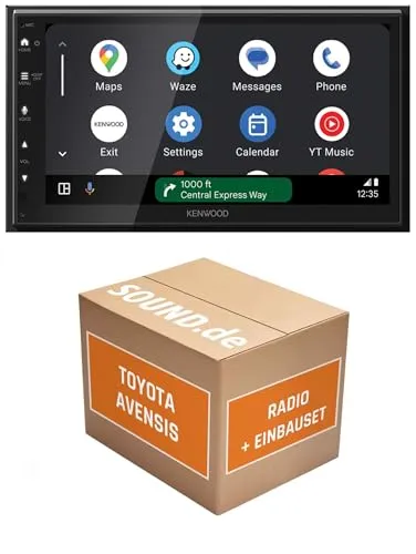 Autoradio Einbaupaket für Kenwood DMX6523DABS kompatibel mit Toyota Avensis T25 | CarPlay Wireless Android Auto Wireless