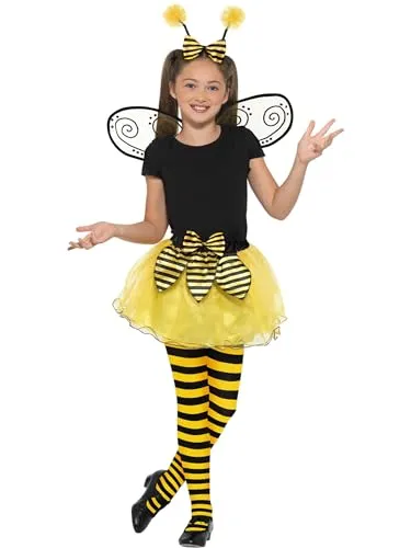 Smiffys Hummel-Kit, Schwarz und Gelb, mit Tutu, Flügeln und Stirnband Halloween