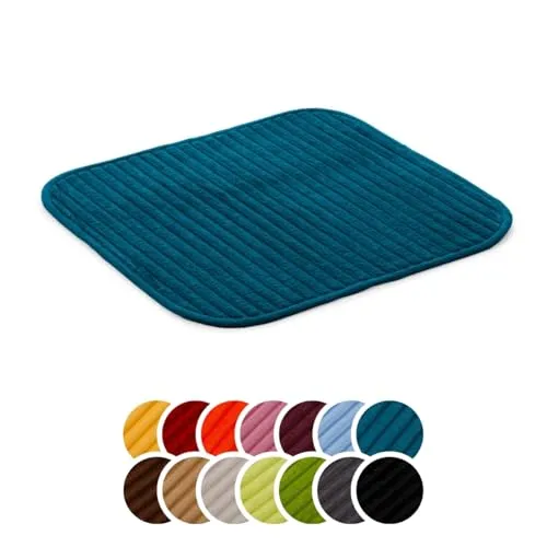 liebling Badteppich mit Anti-Rutsch-Beschichtung aus PVC Noppen, Cord-Optik, 100% Polyester, Serie Potsdam, 50 x 45 cm, 30 Grad waschbar, Fußbodenheizung geeignet, Farbe: Petrol