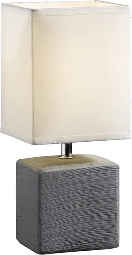 casa NOVA Tischleuchte BARNI, 1-flammig, modern in Grau und Weiß - Stylische Tischleuchte für den Innenbereich mit modernem Design. Ideal für gemütliche Abende, ohne Leuchtmittel. Maße: 13 x 11 x 29 cm, mit hochwertigem Keramikgestell und Stoffschirm.