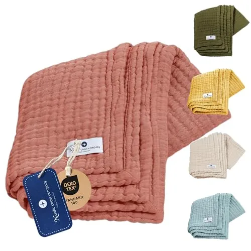 Baby Musselindecke von Nordic Coast, 80x80cm - Baby Pucktücher, atmungsaktiv und kuschelig weich, ideal als Zudecke im Kinderwagen und vielseitig einsetzbar für jeden Alltag.